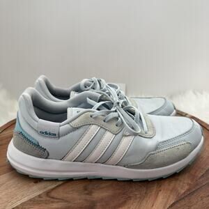 Adidas Shoes Womens Size 7.5 Light Blue White Retro Runner Suede Mesh FZ2217